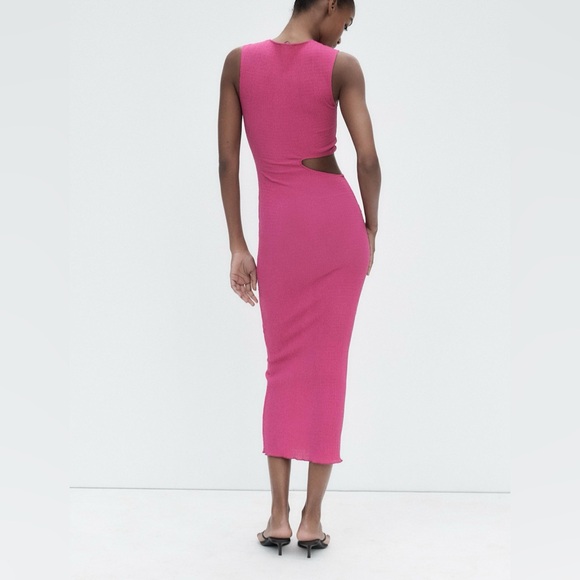 Zara Cutout Textured Dress - Fuchsia - Picture 5 of 8